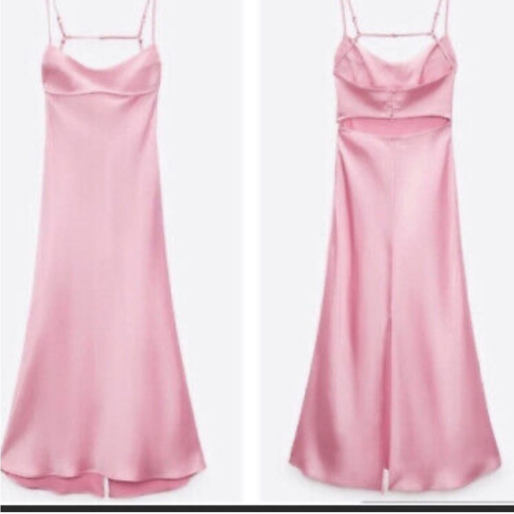 Zara viral NWT S silky pink midi dress